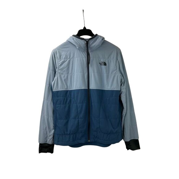 The North Face Men's M Jacket Hooded Blue Quilted Full Zip Front Pockets - Picture 1 of 16